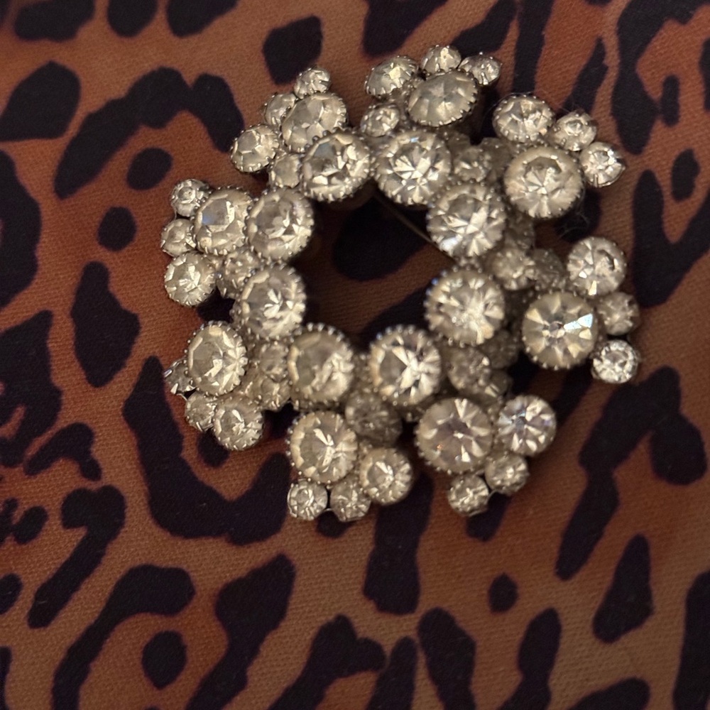 Elegant Silver Crystal Brooch
